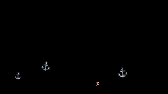 pixel art anchor, 8-bit nautical anchor, 16-bit marine icon, retro ship anchor, boat equipment, iron anchor, heavy metal, maritime, navy, harbor, port, ocean theme, sea voyage, pirate asset, sailing, 