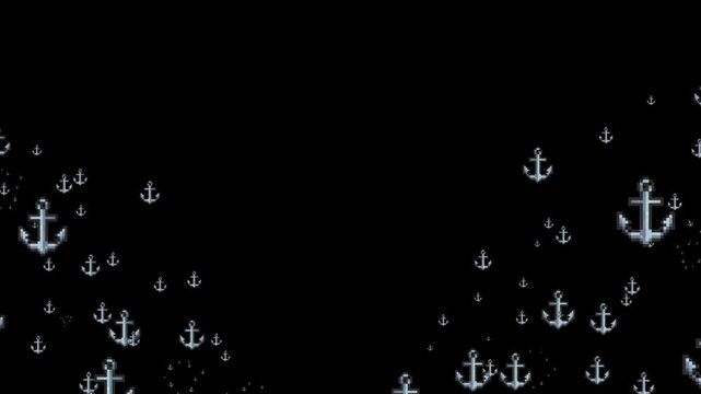 pixel art anchor, 8-bit nautical anchor, 16-bit marine icon, retro ship anchor, boat equipment, iron anchor, heavy metal, maritime, navy, harbor, port, ocean theme, sea voyage, pirate asset, sailing, 