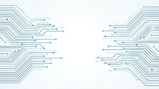 Abstract blue electronic circuit board lines on white background representing swift tech innovation