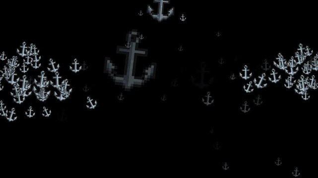 pixel art anchor, 8-bit nautical anchor, 16-bit marine icon, retro ship anchor, boat equipment, iron anchor, heavy metal, maritime, navy, harbor, port, ocean theme, sea voyage, pirate asset, sailing, 