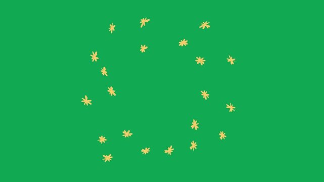 Hand Drawn Yellow Sparkle Ring Explosion 2D Green Screen Animated Effect Overlay