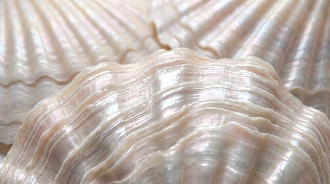 Layered seashell ridges glowing with pearly highlights Background
