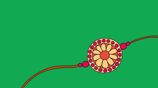 Hand Drawn Detailed Round Flower Rakhi 2D Green Screen Animated Festival Overlay