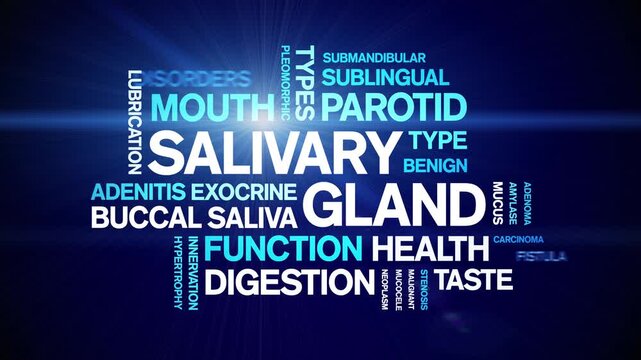 Salivary Gland animated word cloud-animation tag kinetic typography seamless loop.