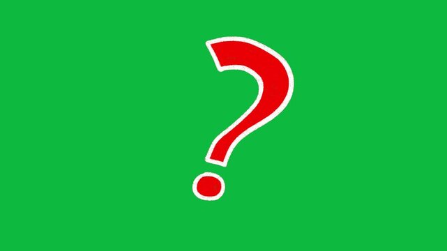 2D Hand Drawn Question Mark Animated Symbol Green Screen Overlay