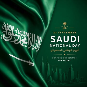 Saudi national day celebration design with flag