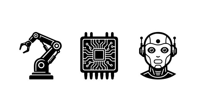 Futuristic robotic arm microchip robot head tech vector asset