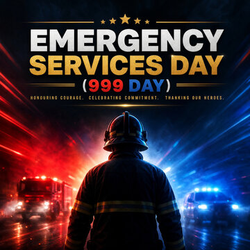 Emergency services hero silhouette on 999 day