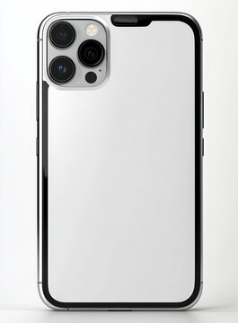 clean white smartphone back with triple camera module, glossy metal frame and black bumper case conveying a sleek minimalist premium look