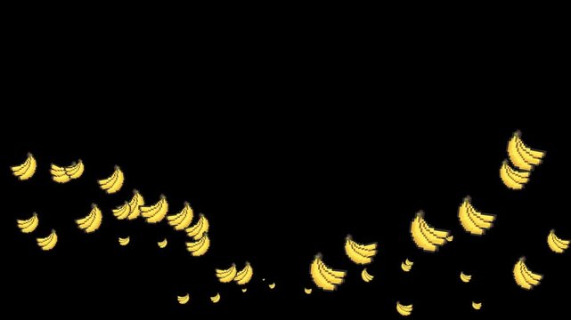 pixel art banana, 8-bit bananas, 16-bit banana bunch, yellow fruit, fresh food, tropical fruit, snack, organic, vegan, healthy eating, jungle item, platformer collectible, food asset, health restorati