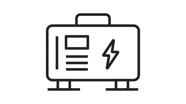 Minimalist Portable Power Generator Line Art Animated Icon