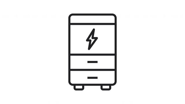 Animated Power Generator Line Icon on White Background