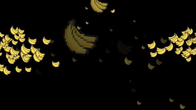pixel art banana, 8-bit bananas, 16-bit banana bunch, yellow fruit, fresh food, tropical fruit, snack, organic, vegan, healthy eating, jungle item, platformer collectible, food asset, health restorati