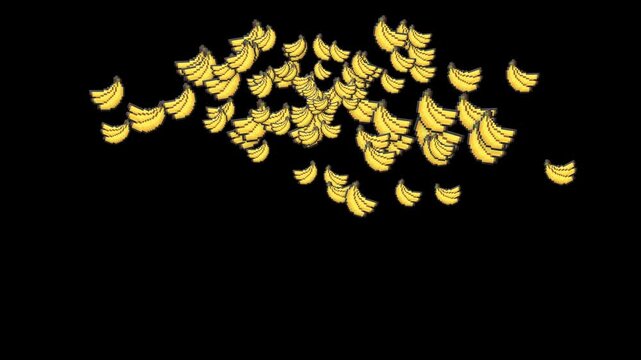 pixel art banana, 8-bit bananas, 16-bit banana bunch, yellow fruit, fresh food, tropical fruit, snack, organic, vegan, healthy eating, jungle item, platformer collectible, food asset, health restorati