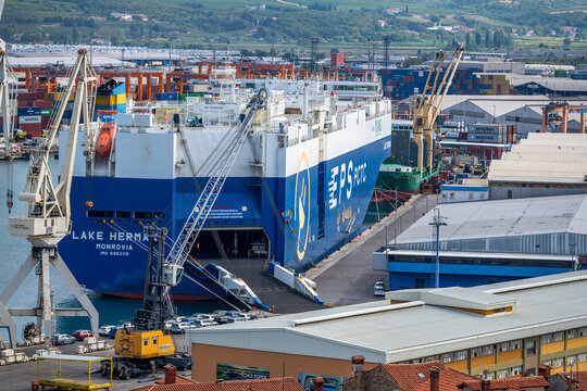 Koper, Slovenia - August 07, 2026: Lake Herman cargo ship docked in the port.