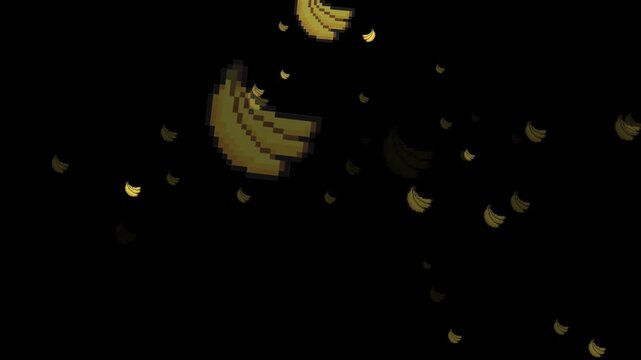 pixel art banana, 8-bit bananas, 16-bit banana bunch, yellow fruit, fresh food, tropical fruit, snack, organic, vegan, healthy eating, jungle item, platformer collectible, food asset, health restorati