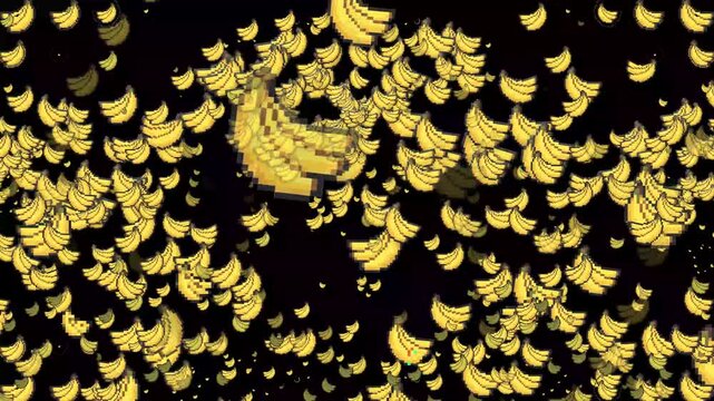 pixel art banana, 8-bit bananas, 16-bit banana bunch, yellow fruit, fresh food, tropical fruit, snack, organic, vegan, healthy eating, jungle item, platformer collectible, food asset, health restorati