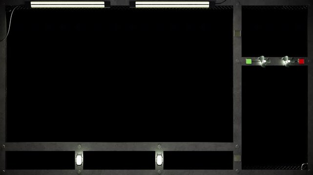 Animated  industrial frame for streaming. Overlay with alpha channel. Seamless looping