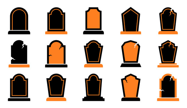 A spooky collection of halloween tombstone vector graphics for festive and eerie designs