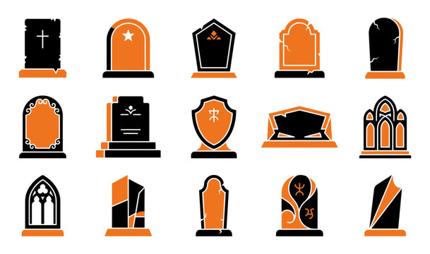 Spooky halloween tombstone vector set a collection of graveyard and ghostly elements for festive designs