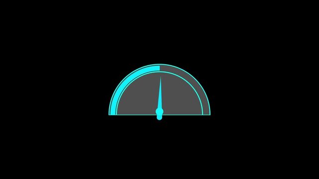 Digital speedometer gauge hud animation, loading progress bar with moving needle, ui for performance monitoring and data analysis