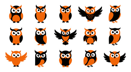 Fototapeta premium A charming collection of halloween owl vector illustrations perfect for spooky season designs and festive projects