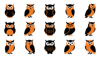 Obraz premium Charming halloween owls a diverse collection of vector illustrations for spooky season designs and decorations