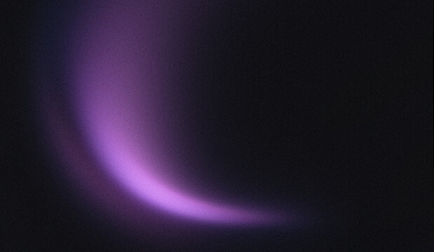Dark Charcoal Obsidian and Glowing Electric Violet Purple Abstract Gradient Background Featuring Heavy Grainy Noise Texture with Swirling Arc Light Beam