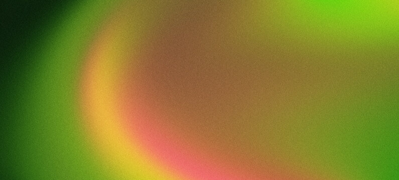 Vibrant Lime Green, Warm Golden Amber, Coral Pink, and Dark Olive Abstract Gradient Background Featuring Heavy Grainy Noise Texture with Organic Curved Light Ring