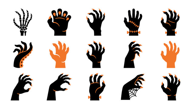 Spooky halloween hand vectors a collection of creepy and festive designs for your projects
