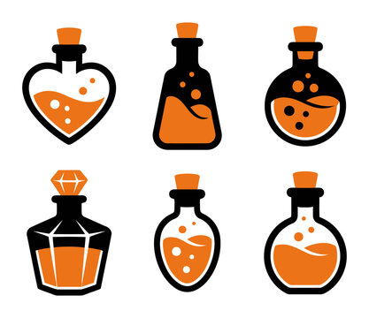 A captivating collection of halloween potion bottles and spooky vessels for festive designs