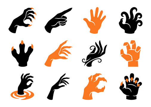 A spooky collection of halloween hand vectors perfect for creating eerie and festive designs