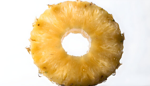 Fresh golden pineapple ring slice isolated on white background for healthy food design