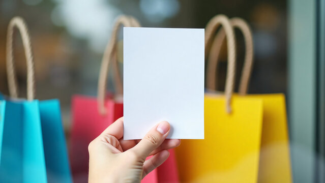 Sale Tag Against Glass Reflecting Shopping Bags