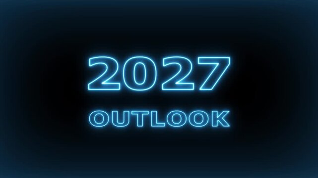 2027 outlook neon text animation futuristic business strategy and financial forecast concept