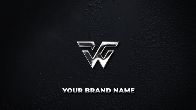 Dark Metal Texture Logo Reveal &ndash; Glossy Chrome Embossed Brand Intro on Textured Surface with Tagline