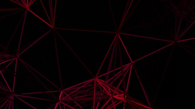 Abstract red geometric wireframe structure on dark background