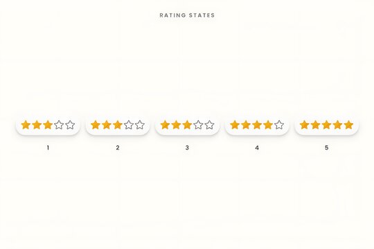 Minimalist 5 Star Rating States Component Set with Header for Web User Interface Design