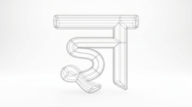Wireframe illustration of devanagari letter representing abstract concept
