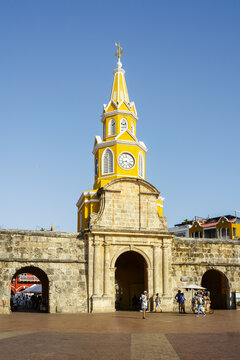 The Clock Tower gate of the walled city, Cartagena, Colombia