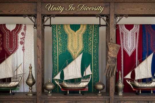 Unity In Diversity - Traditional Middle Eastern Embroidered Fabrics and Model Ships Display