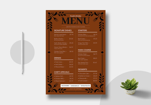 Food Menu Template Layout
