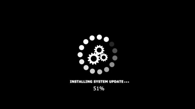 System software update or upgrade neon icon.update,download icon,uploading sign,processing concept,uploading.Installing Update Loader gear icon with loading bar animation.4k animation video