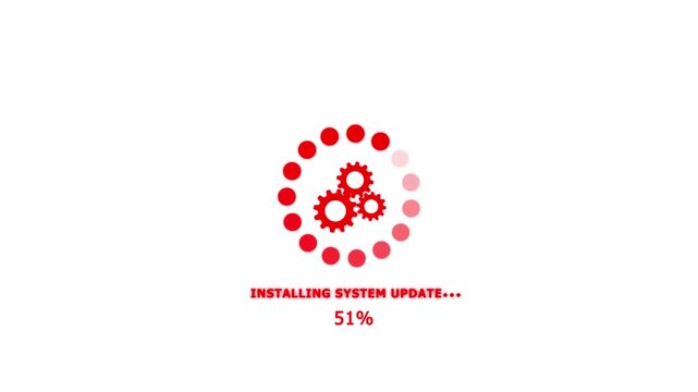 System software update or upgrade neon icon.update,download icon,uploading sign,processing concept,uploading.Installing Update Loader gear icon with loading bar animation.4k animation video