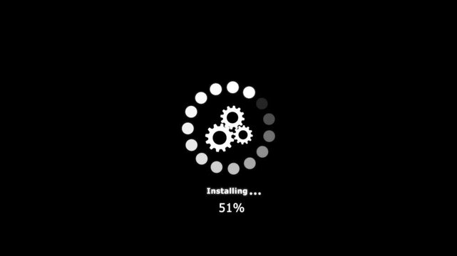Operating installing concept, software updating and process , update modern functions, Setting updating icon animation.System update and processing bar icon isolated with gear icon animation.4k