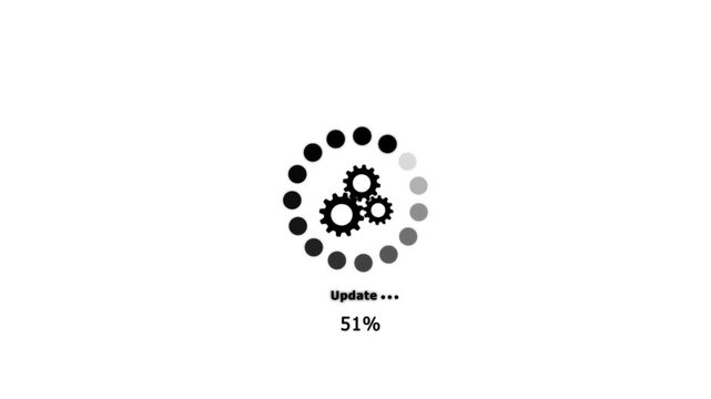 Operating upgrade concept, software updating and process , update modern functions, Setting updating icon animation.System update and processing bar icon isolated with gear icon animation.4k