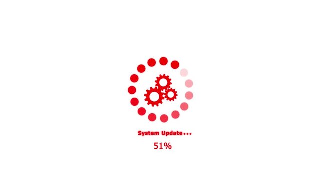 Operating system upgrade concept, software updating and process , update modern functions, Setting updating icon animation.System update and processing bar icon isolated with gear icon animation.4k