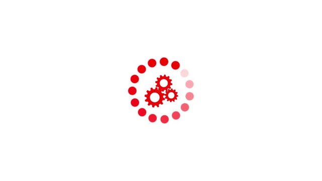 loading bar with gear icon or setting icon. Loading icon and gear icon animation.Circular loading indicator.Animated of circle loading icon .Wheel loading concept icon. 4k video