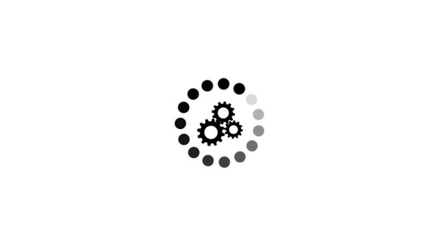 loading bar with gear icon or setting icon. Loading icon and gear icon animation.Circular loading indicator.Animated of circle loading icon .Wheel loading concept icon. 4k video