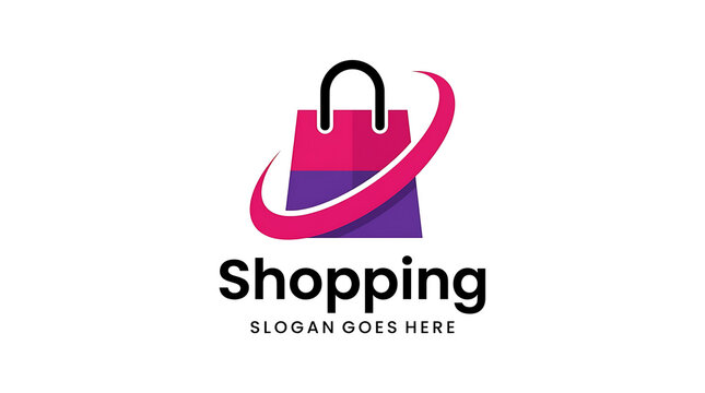 Modern shopping bag icon with text placeholder for e-commerce website design isolated on transparent background